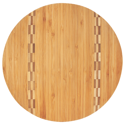 Round Bamboo Cutting Board with Butcher Block Inlay