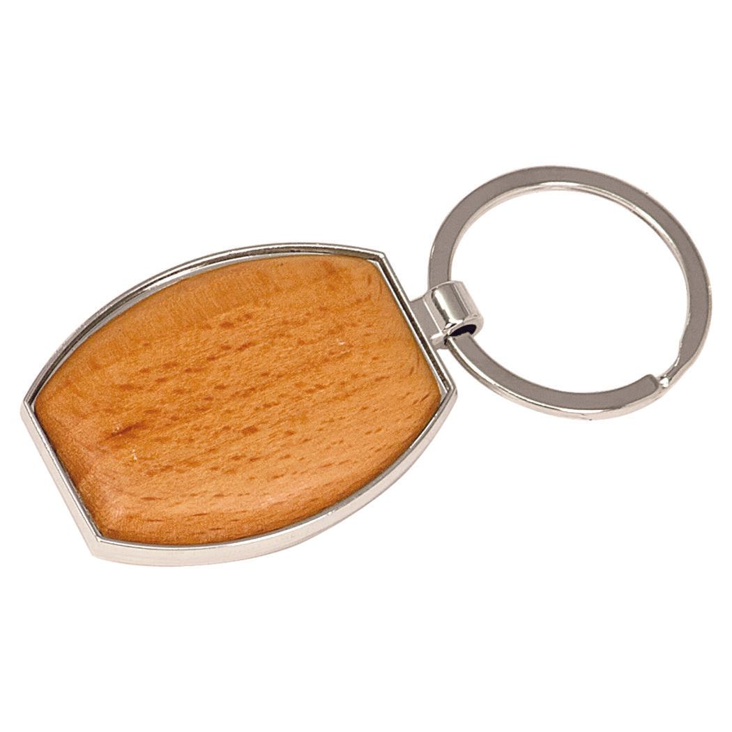 Oval Keychain Silver/Wood