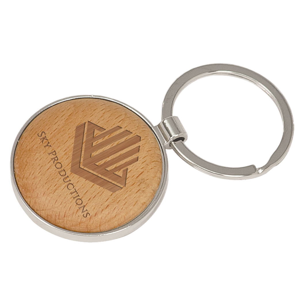 Round Keychain Silver/Wood