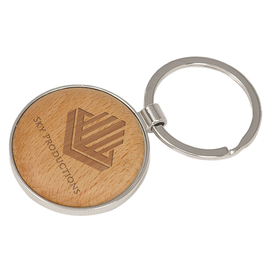 Round Keychain Silver/Wood