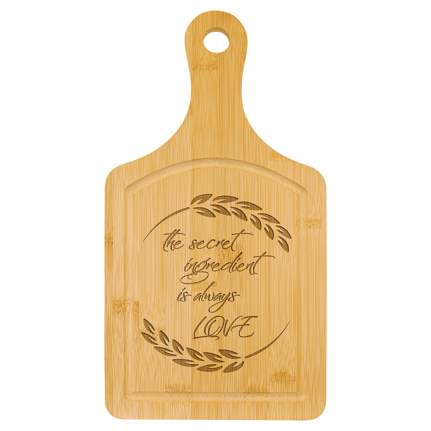 Bamboo Cutting Board Paddle Shape with Drip Ring