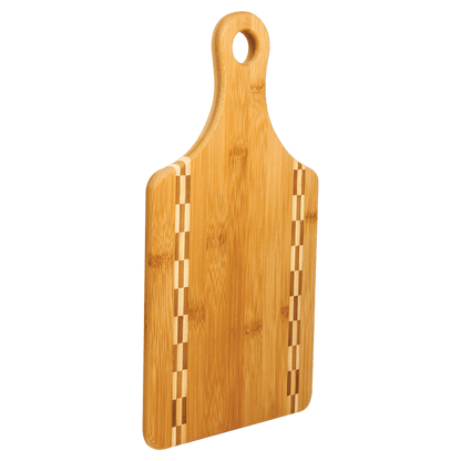 Paddle Shaped Bamboo Cutting Board with Butcher Block Inlay