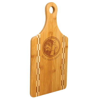 Paddle Shaped Bamboo Cutting Board with Butcher Block Inlay