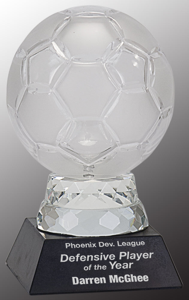 Glass Soccer Ball with Marble Base